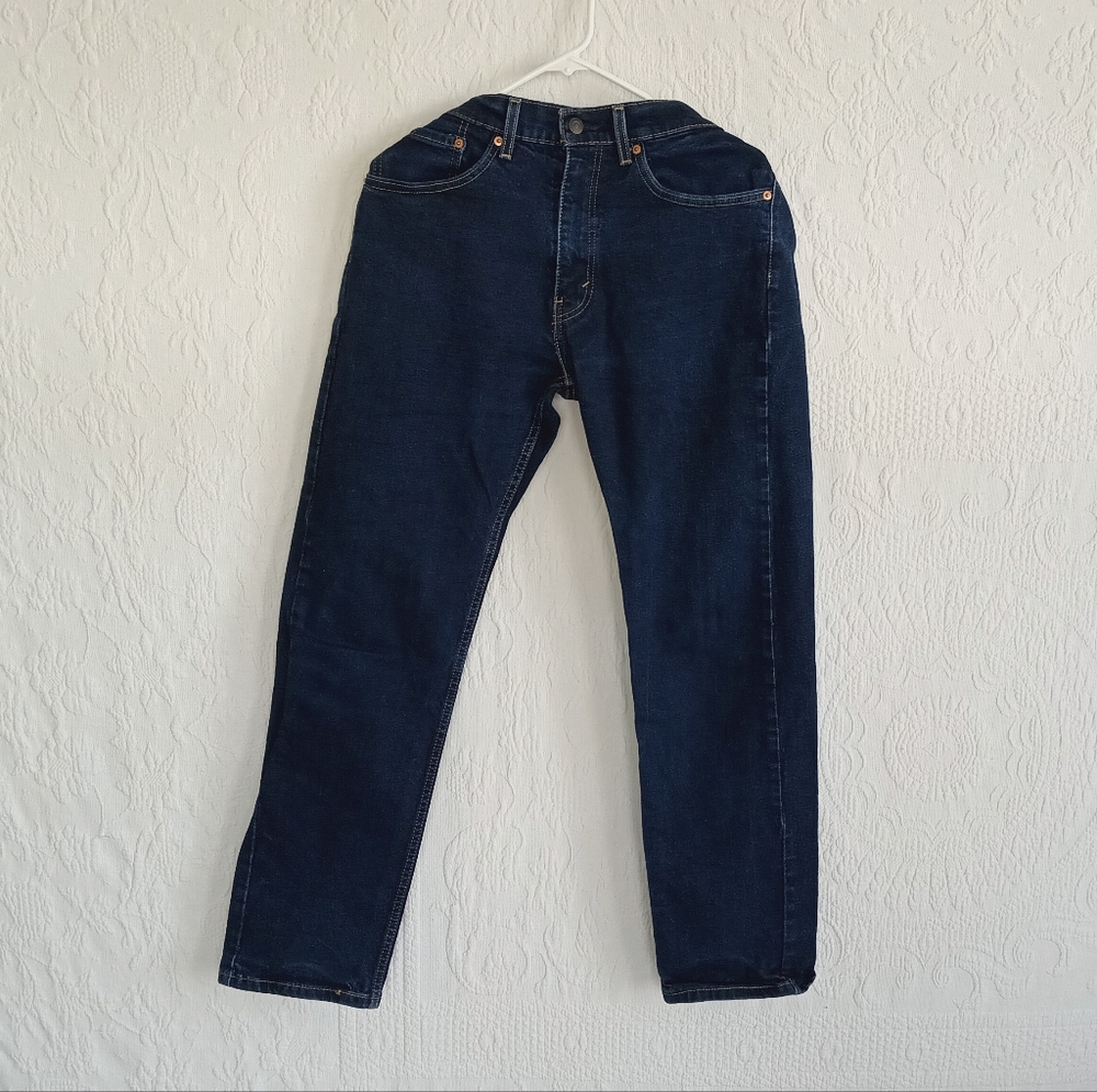 Levi Straiss Dark Blue Classic Straight Leg Jeans 34x32 Western Stylish Basics - Picture 10 of 10